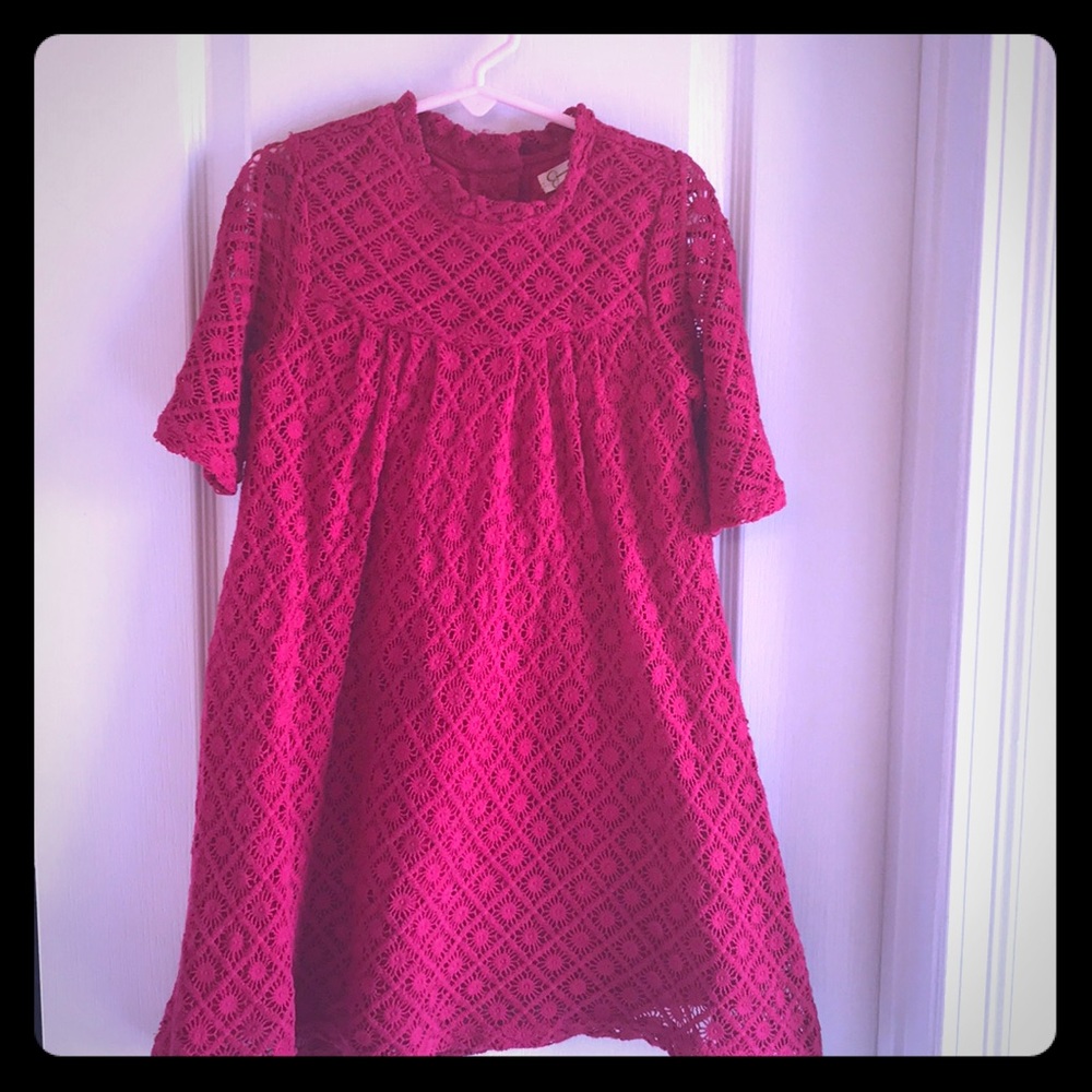 Jessica Simpson Girls Fuchsia Lace Boho